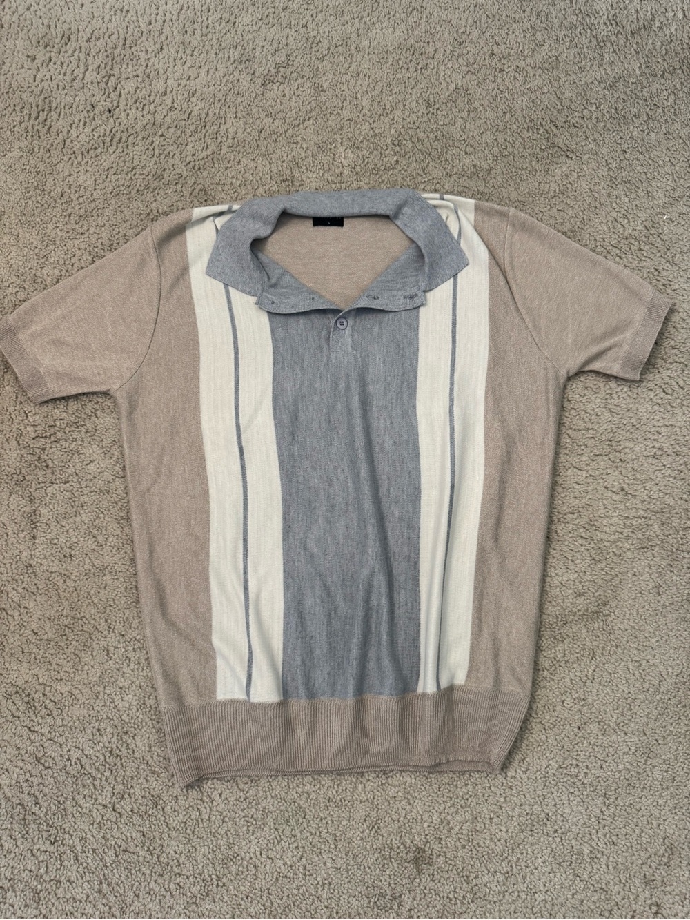 Michael Kors Short Sleeve Knit Polo in Gray & Cream